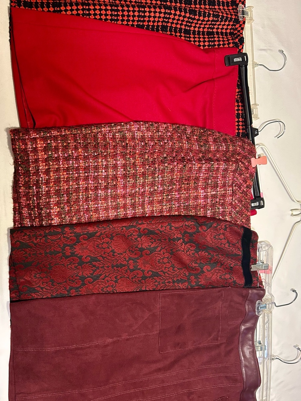 Lot of Women's Red & Burgundy Skirts - Mixed Textures